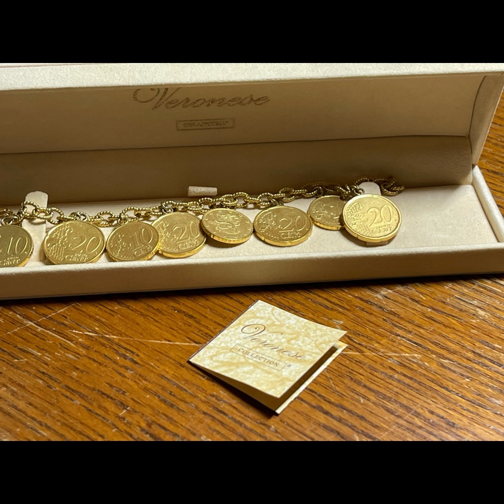 BRAND NEW in BOX Veronese Italian Gold Coin Bracelet